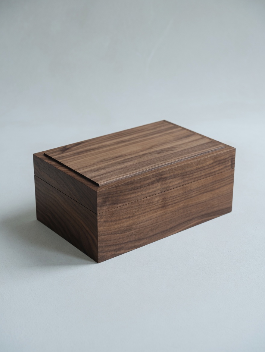 A walnut box, hand-finished, by EK Atelier